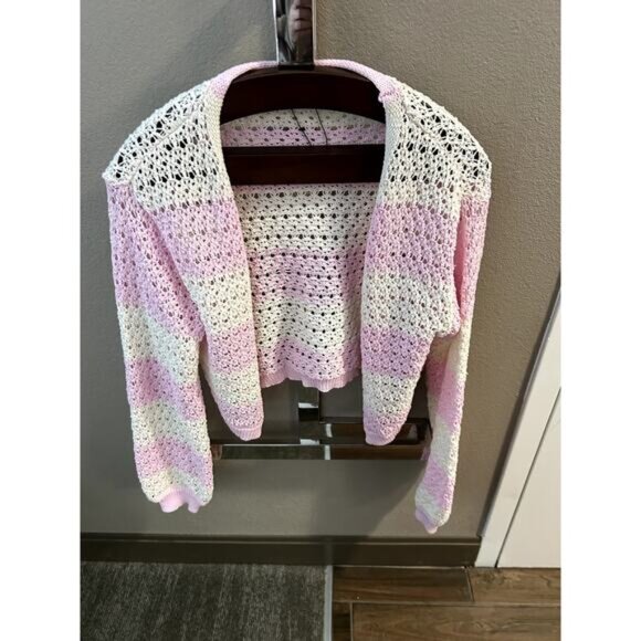 PrettyLittleThing Sweaters - PrettyLittleThing Colorblock Pink & Creme Cardigan Size XXL